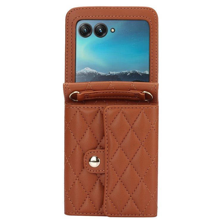 For Motorola Razr 40 Ultra 5G Card Slots Case PU Leather+PC Crossbody Phone Cover - Brown
