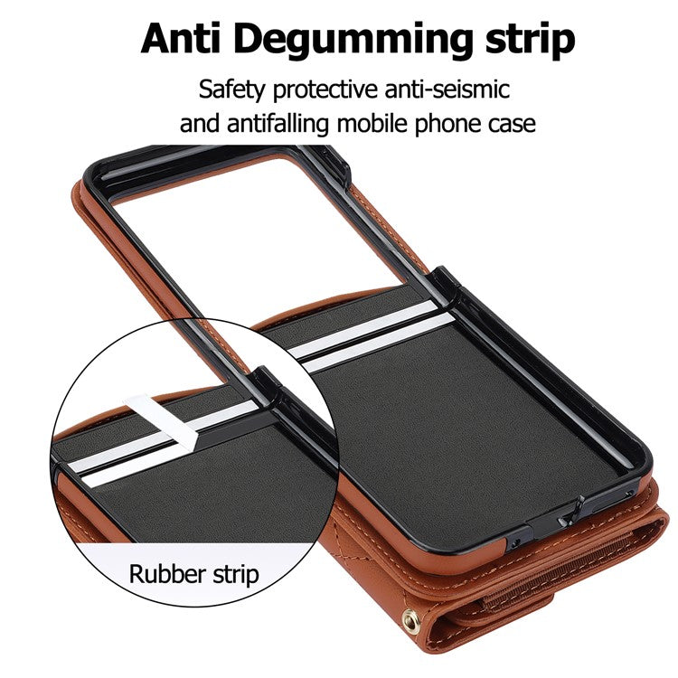 For Motorola Razr 40 Ultra 5G Card Slots Case PU Leather+PC Crossbody Phone Cover - Brown