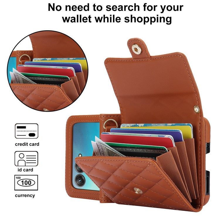 For Motorola Razr 40 Ultra 5G Card Slots Case PU Leather+PC Crossbody Phone Cover - Brown