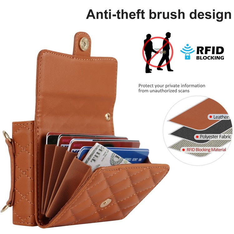 For Motorola Razr 40 Ultra 5G Card Slots Case PU Leather+PC Crossbody Phone Cover - Brown