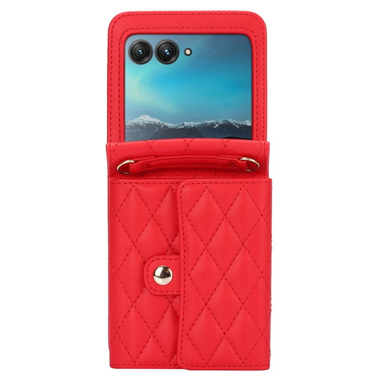 For Motorola Razr 40 Ultra 5G Card Slots Case PU Leather+PC Crossbody Phone Cover - Red