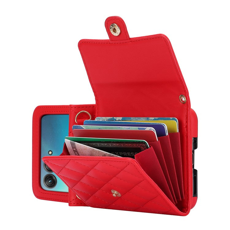 For Motorola Razr 40 Ultra 5G Card Slots Case PU Leather+PC Crossbody Phone Cover - Red