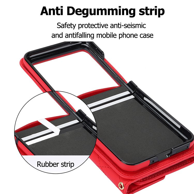 For Motorola Razr 40 Ultra 5G Card Slots Case PU Leather+PC Crossbody Phone Cover - Red