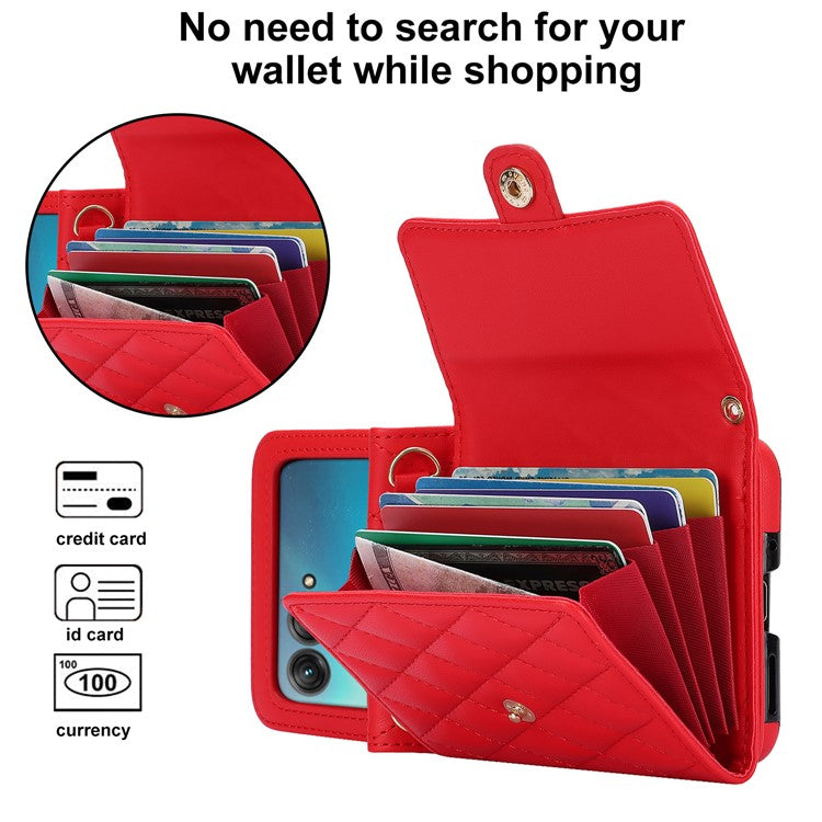 For Motorola Razr 40 Ultra 5G Card Slots Case PU Leather+PC Crossbody Phone Cover - Red