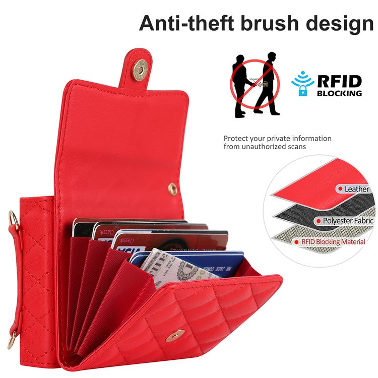 For Motorola Razr 40 Ultra 5G Card Slots Case PU Leather+PC Crossbody Phone Cover - Red
