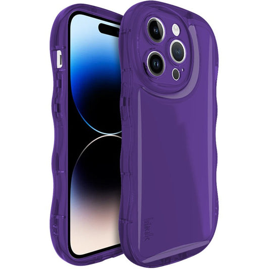IMAK For iPhone 14 Pro Max Phone Case Scratch-resistant TPU Wavy Edges Back Shell - Transparent Purple