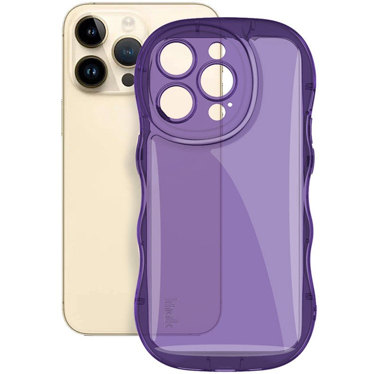 IMAK For iPhone 14 Pro Max Phone Case Scratch-resistant TPU Wavy Edges Back Shell - Transparent Purple