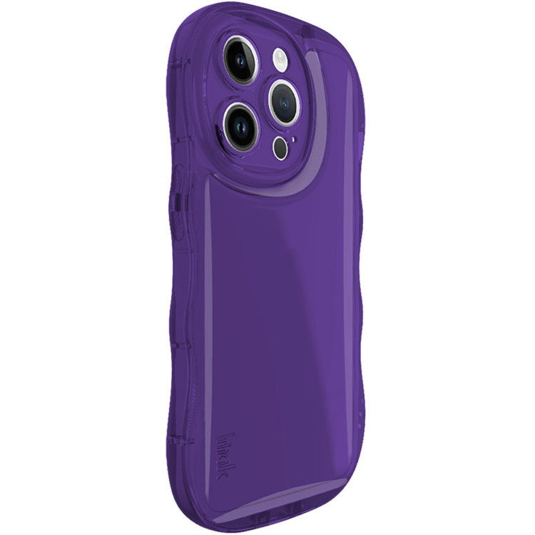 IMAK For iPhone 14 Pro Max Phone Case Scratch-resistant TPU Wavy Edges Back Shell - Transparent Purple