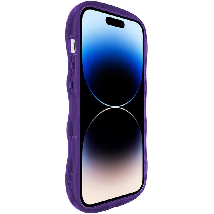 IMAK For iPhone 14 Pro Max Phone Case Scratch-resistant TPU Wavy Edges Back Shell - Transparent Purple