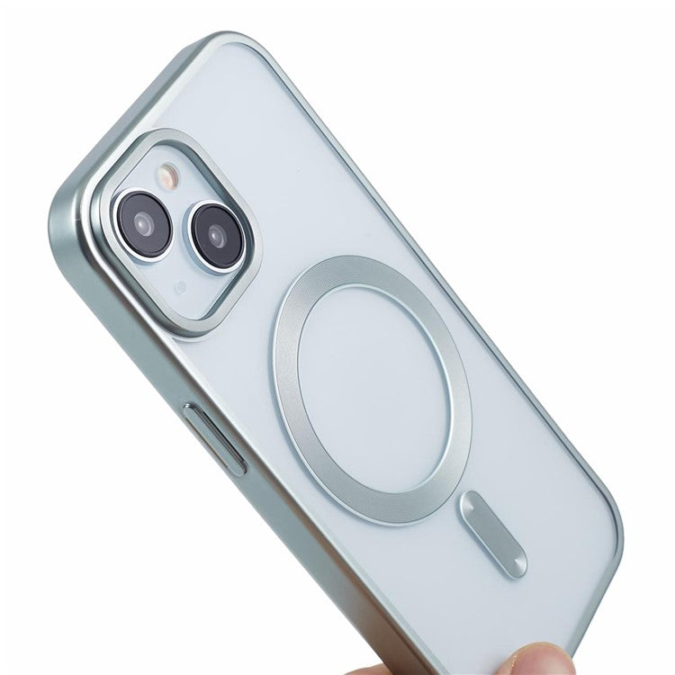 For iPhone 14 Matte TPU Case Compatible with MagSafe Magnetic Phone Cover - Light Green