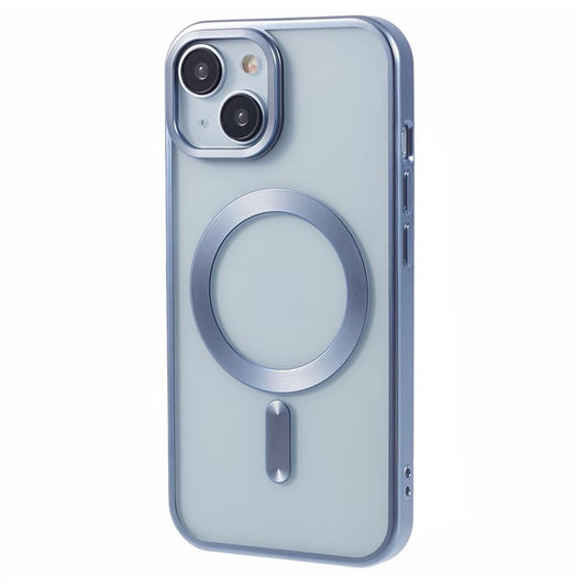 For iPhone 14 Plus Case Electroplating Matte Magnetic TPU Cover Compatible with MagSafe - Baby Blue