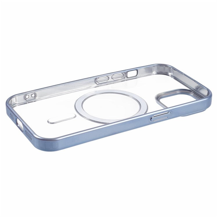 For iPhone 14 Plus Case Electroplating Matte Magnetic TPU Cover Compatible with MagSafe - Baby Blue