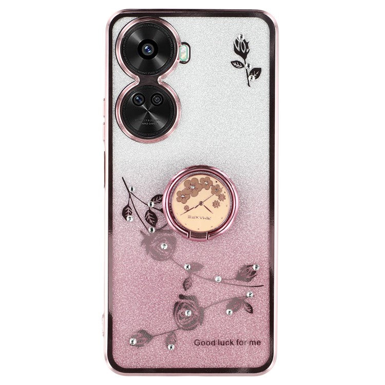 KADEM For Huawei nova 11 SE / nova 12 SE 4G Cell Phone Cases Gradient Flower Pattern Kickstand TPU Cover - Rose Gold