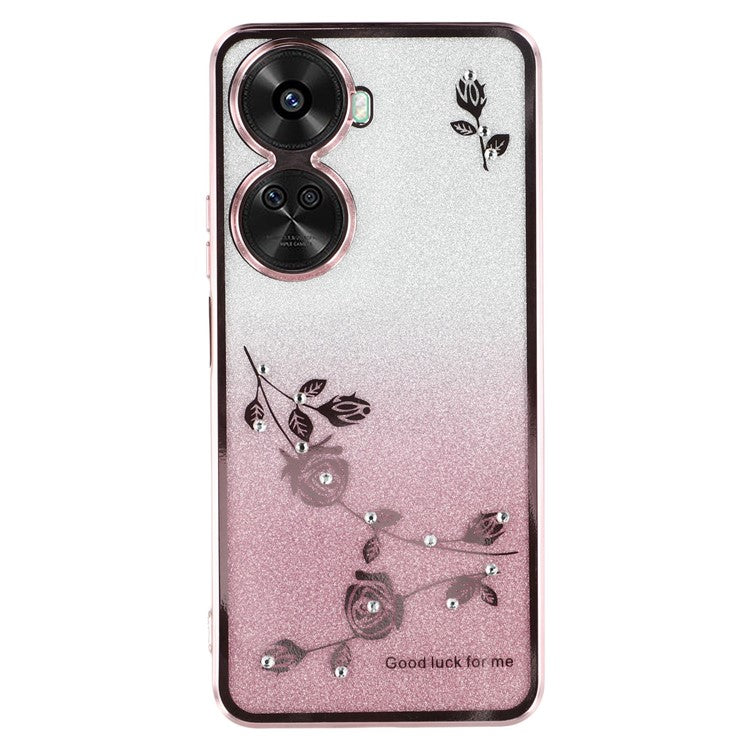 KADEM For Huawei nova 11 SE / nova 12 SE 4G Cell Phone Cases Gradient Flower Pattern Kickstand TPU Cover - Rose Gold