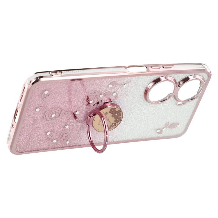 KADEM For Huawei nova 11 SE / nova 12 SE 4G Cell Phone Cases Gradient Flower Pattern Kickstand TPU Cover - Rose Gold