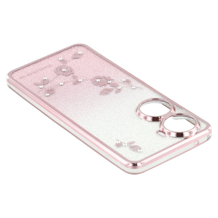 KADEM For Huawei nova 11 SE / nova 12 SE 4G Cell Phone Cases Gradient Flower Pattern Kickstand TPU Cover - Rose Gold