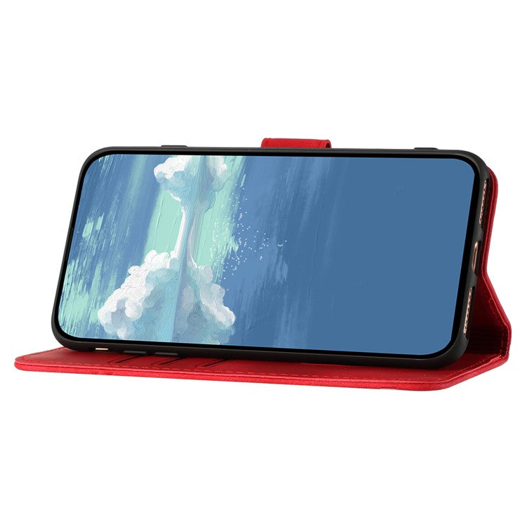 YX0040 For Samsung Galaxy A05 4G Case Stand Wallet Imprinted Phone Cover - Red