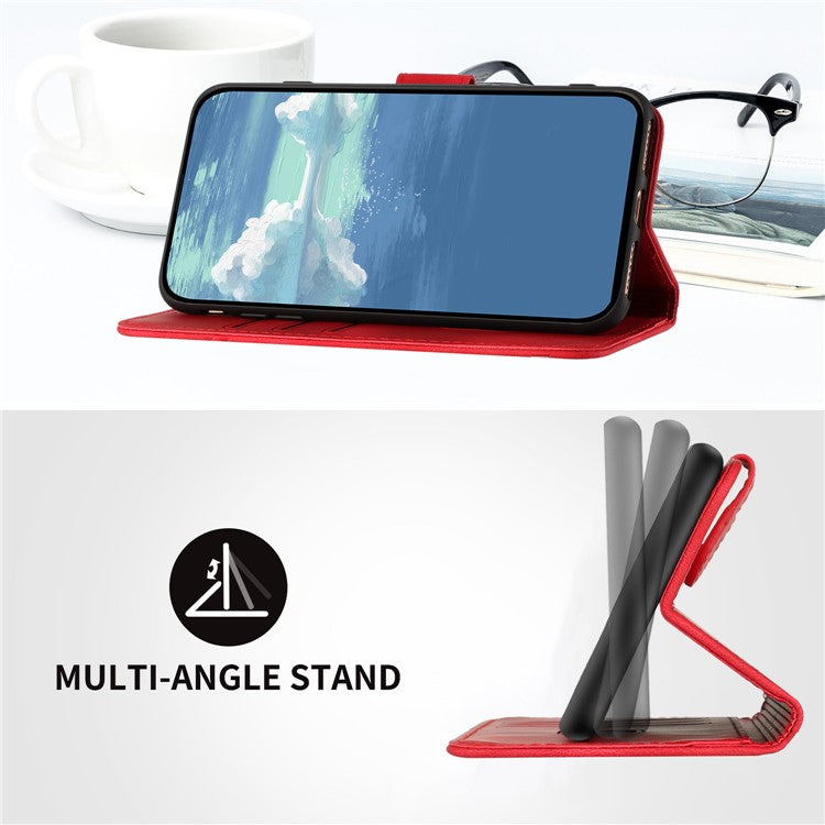 YX0040 For Samsung Galaxy A05 4G Case Stand Wallet Imprinted Phone Cover - Red