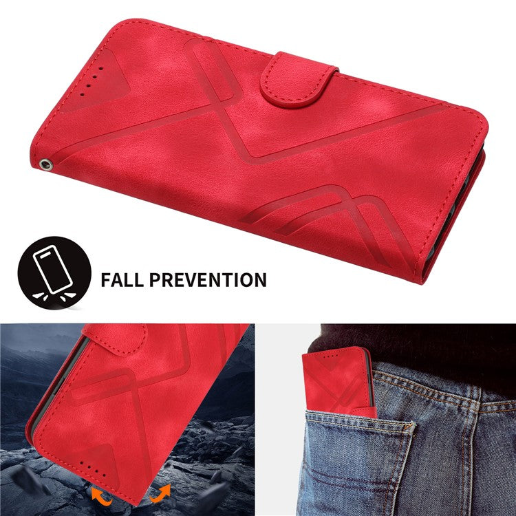 YX0040 For Samsung Galaxy A05 4G Case Stand Wallet Imprinted Phone Cover - Red