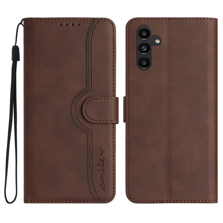 YX0030 For Samsung Galaxy A05s 4G Case Wallet Stand Imprinted Phone Cover - Coffee