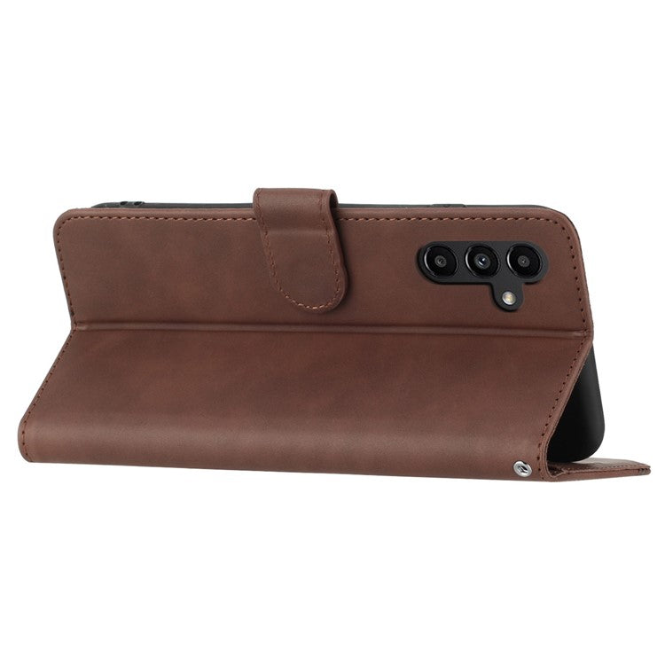 YX0030 For Samsung Galaxy A05s 4G Case Wallet Stand Imprinted Phone Cover - Coffee