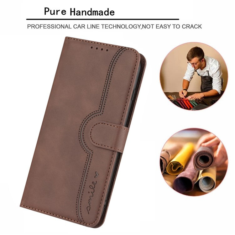 YX0030 For Samsung Galaxy A05s 4G Case Wallet Stand Imprinted Phone Cover - Coffee