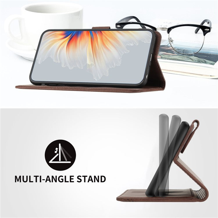 YX0030 For Samsung Galaxy A05s 4G Case Wallet Stand Imprinted Phone Cover - Coffee