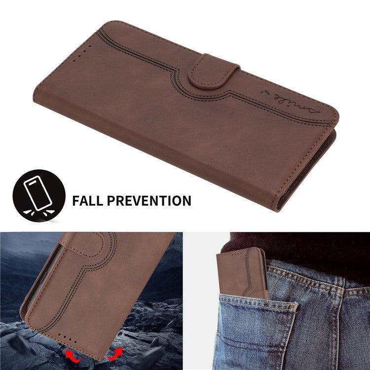YX0030 For Samsung Galaxy A05s 4G Case Wallet Stand Imprinted Phone Cover - Coffee