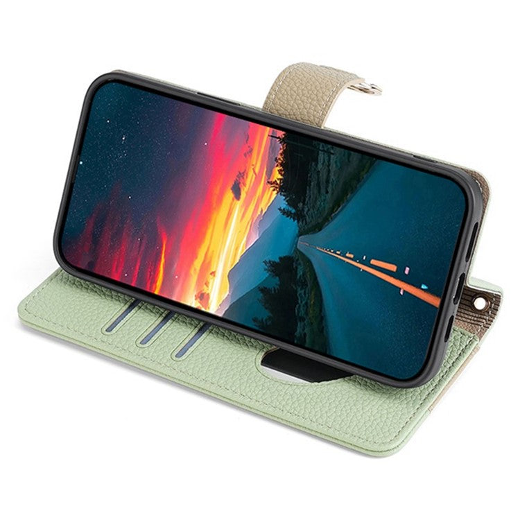 For Motorola Moto G73 5G Case Zipper Pocket Leather Phone Wallet Stand with Shoulder Strap - Green