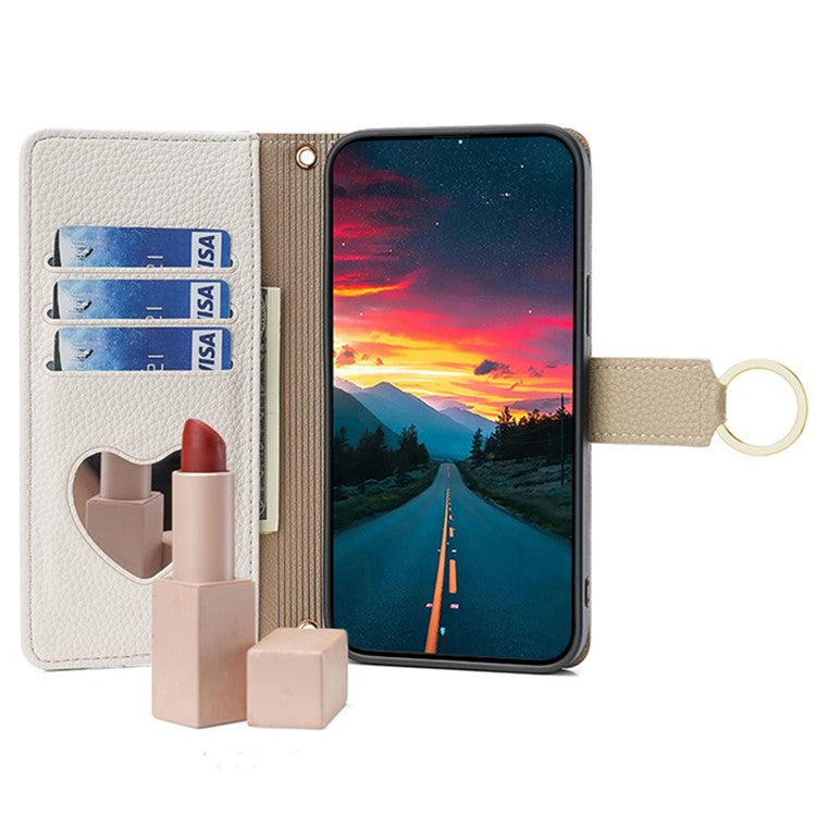 For Motorola Moto G73 5G Case Zipper Pocket Leather Phone Wallet Stand with Shoulder Strap - White