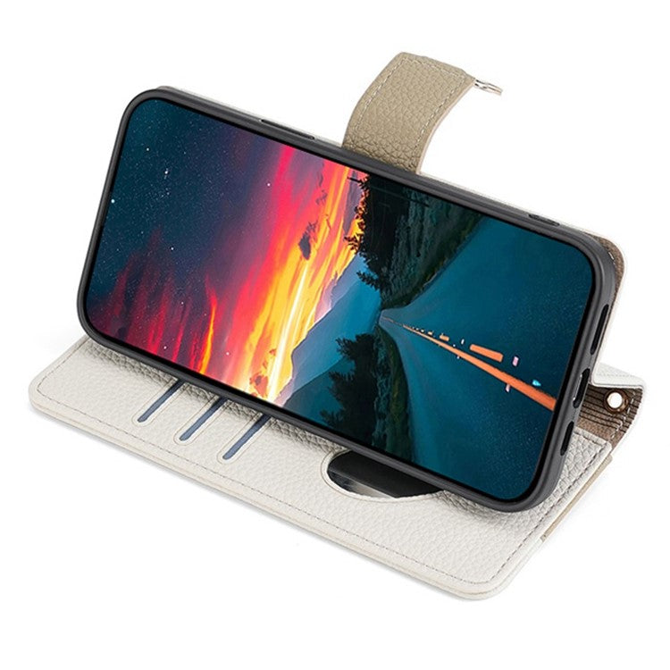 For Motorola Moto G73 5G Case Zipper Pocket Leather Phone Wallet Stand with Shoulder Strap - White
