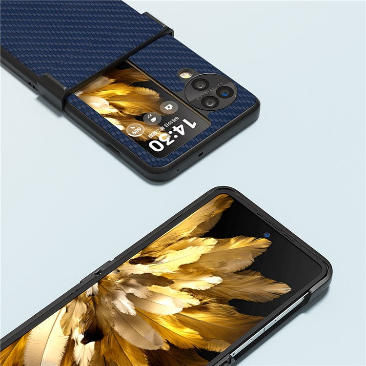 ABEEL For Oppo Find N3 Flip 5G Protective Phone Case Carbon Fiber Texture Cover - Blue