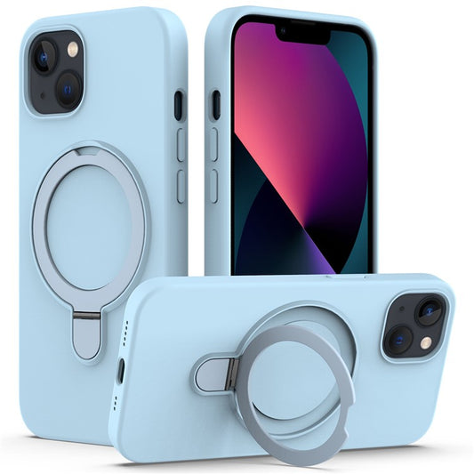 For iPhone 14 Plus Kickstand Case PC + Silicone Phone Cover Compatible with MagSafe - Sky Blue