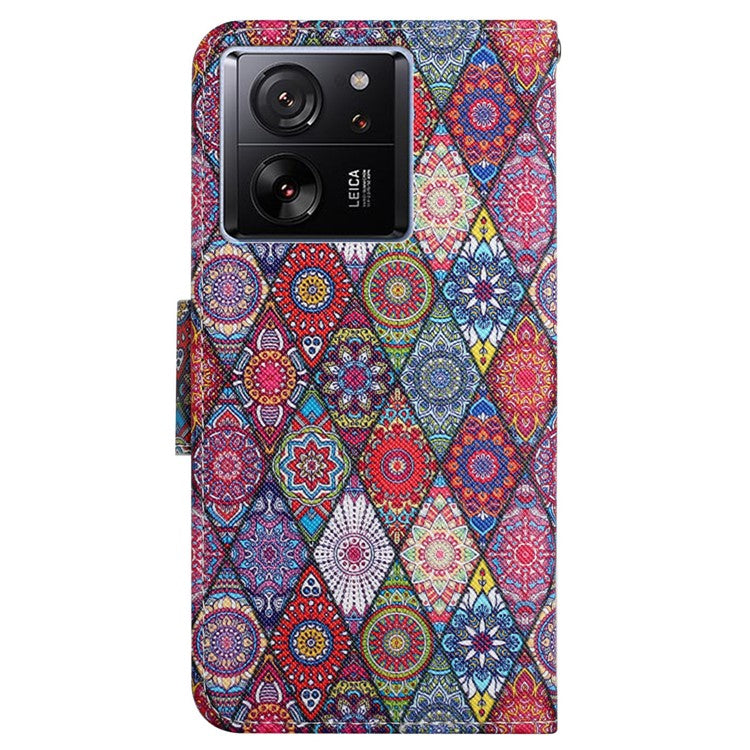 For Xiaomi 13T / 13T Pro / Redmi K60 Ultra Cell Phone Case PU Leather Cross Texture Stand Cover - Kaleidoscope