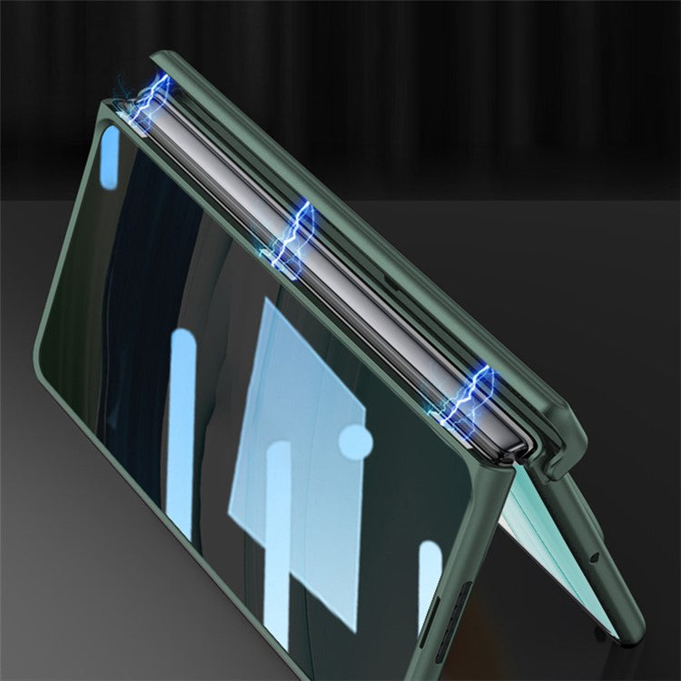 GKK For Huawei Mate X5 Phone Case Magnetic Hinge Kickstand Cover with Privacy Tempered Glass Film - Carbon Fiber Texture