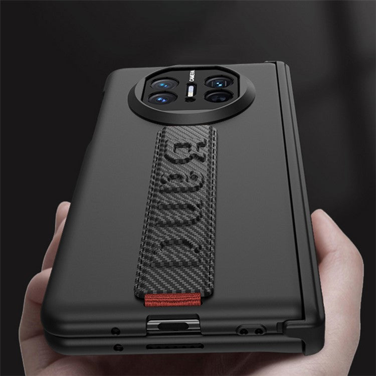 GKK For Huawei Mate X5 Phone Case Magnetic Hinge Kickstand Cover with Privacy Tempered Glass Film - Carbon Fiber Texture