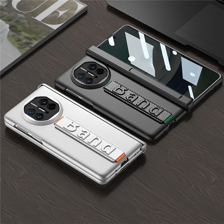 GKK For Huawei Mate X5 Phone Case Magnetic Hinge Kickstand Cover with Privacy Tempered Glass Film - Carbon Fiber Texture
