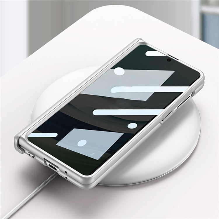 GKK For Huawei Mate X5 Phone Case Magnetic Hinge Kickstand Cover with Privacy Tempered Glass Film - Carbon Fiber Texture