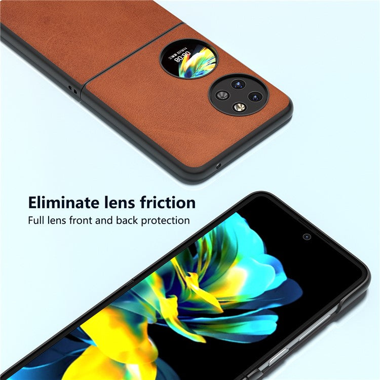 ABEEL For Huawei Pocket 2 Phone Case PU Leather+PC Anti-Scratch Cover - Brown