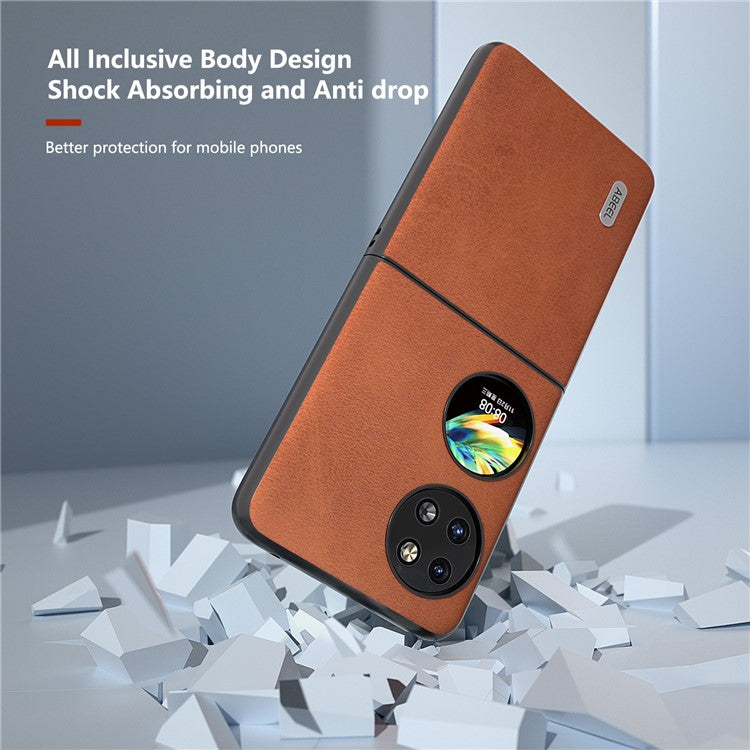 ABEEL For Huawei Pocket 2 Phone Case PU Leather+PC Anti-Scratch Cover - Brown