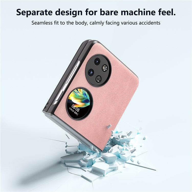 ABEEL For Huawei Pocket 2 Phone Case PU Leather+PC Anti-Scratch Cover - Pink