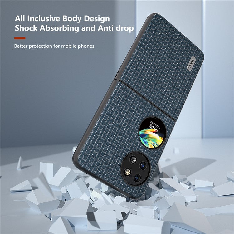 ABEEL For Huawei Pocket 2 Phone Case Genuine Cow Leather Coated Back Cover - Blue