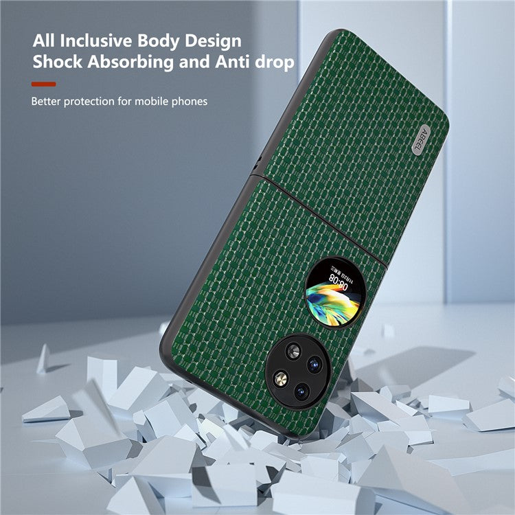 ABEEL For Huawei Pocket 2 Phone Case Genuine Cow Leather Coated Back Cover - Green