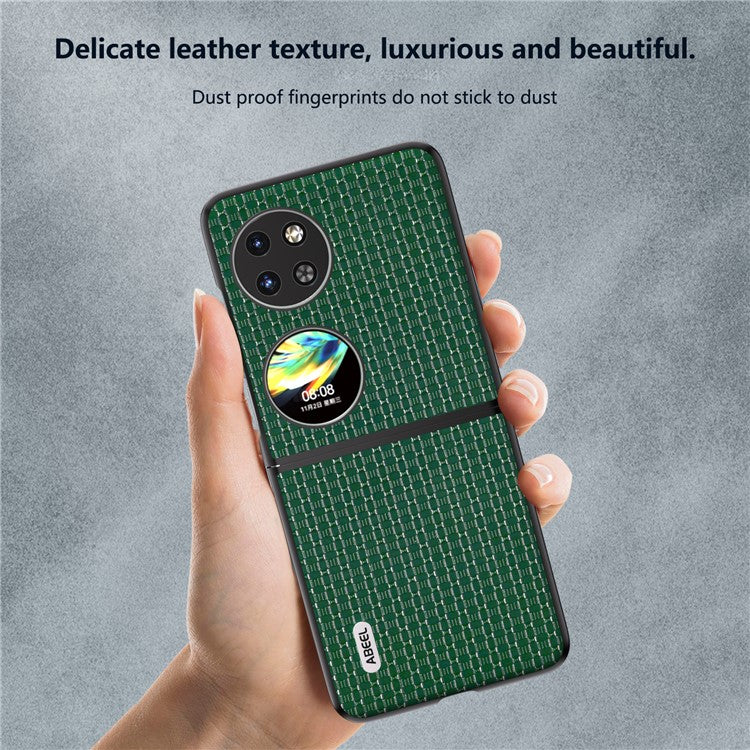 ABEEL For Huawei Pocket 2 Phone Case Genuine Cow Leather Coated Back Cover - Green
