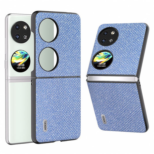 ABEEL For Huawei Pocket 2 Phone Case PU Leather Rhinestone Texture Back Cover - Blue