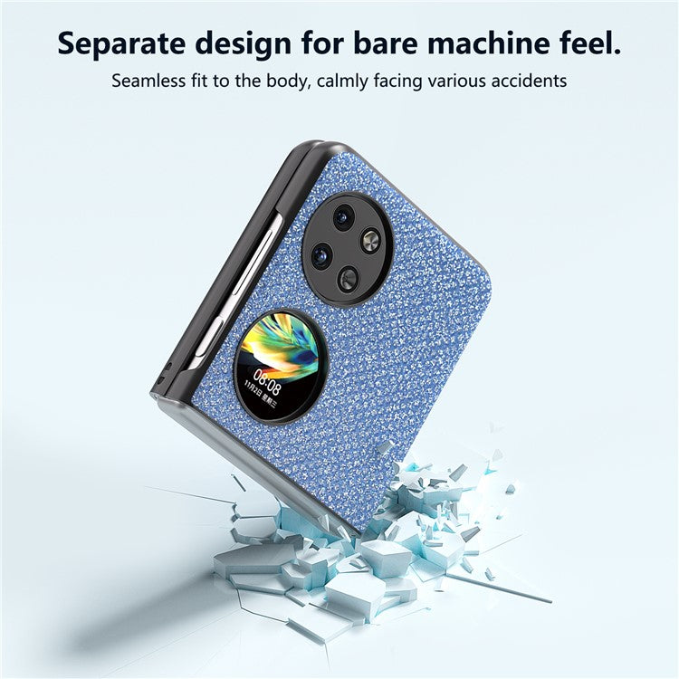 ABEEL For Huawei Pocket 2 Phone Case PU Leather Rhinestone Texture Back Cover - Blue