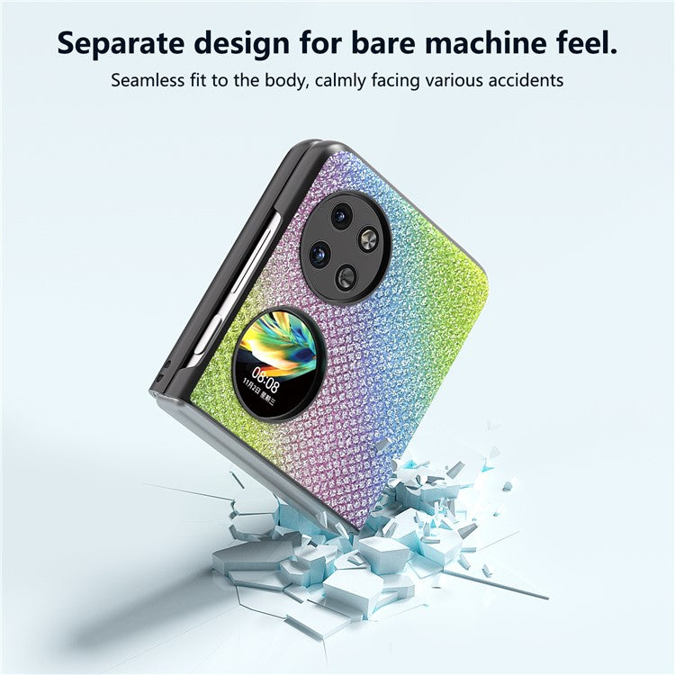 ABEEL For Huawei Pocket 2 Phone Case PU Leather Rhinestone Texture Back Cover - Multi-color
