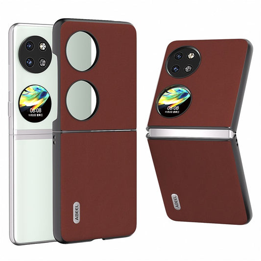 ABEEL For Huawei Pocket 2 Phone Case Genuine Cow Leather Soft Silky Feeling Cover - Coffee