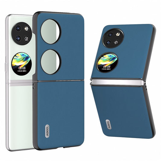 ABEEL For Huawei Pocket 2 Phone Case Genuine Cow Leather Soft Silky Feeling Cover - Blue