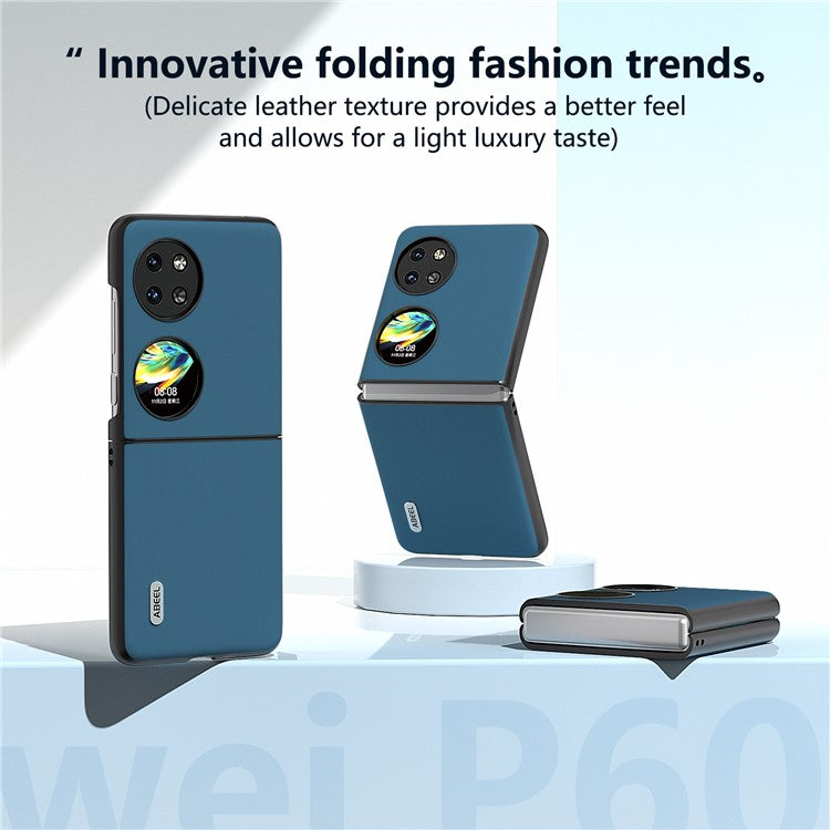 ABEEL For Huawei Pocket 2 Phone Case Genuine Cow Leather Soft Silky Feeling Cover - Blue